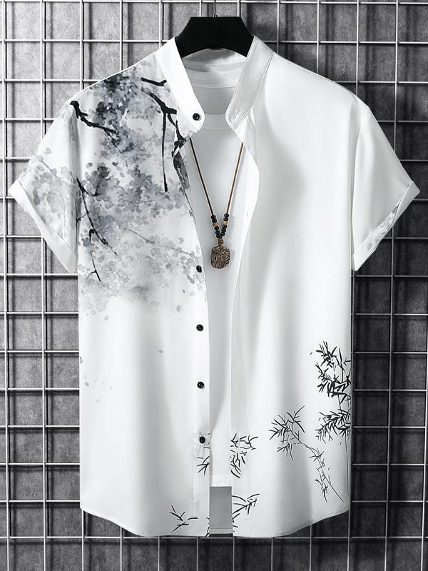 Stylish Floral Print Button-Up Shirt