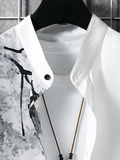 Stylish Floral Print Button-Up Shirt