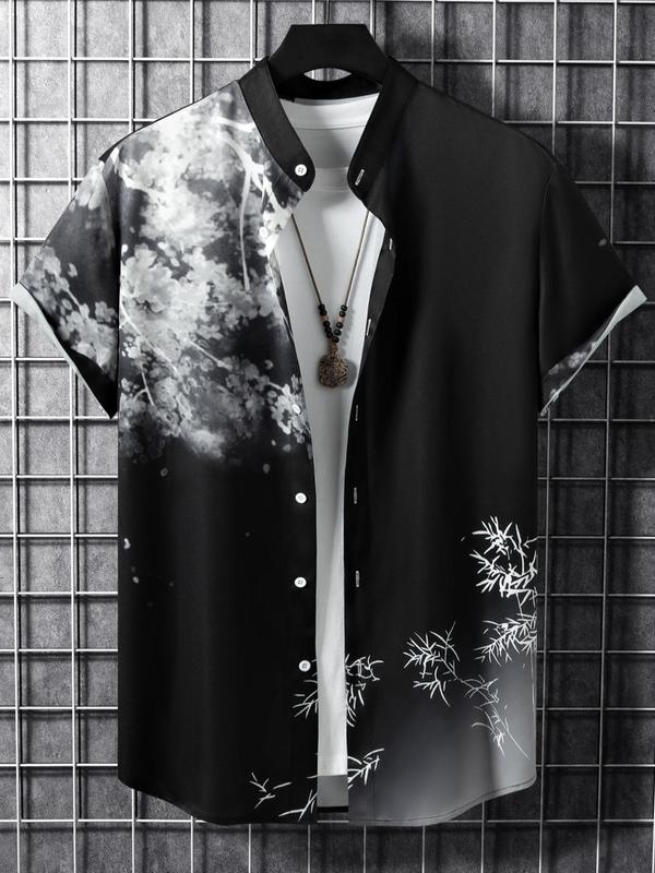 Stylish Floral Print Button-Up Shirt