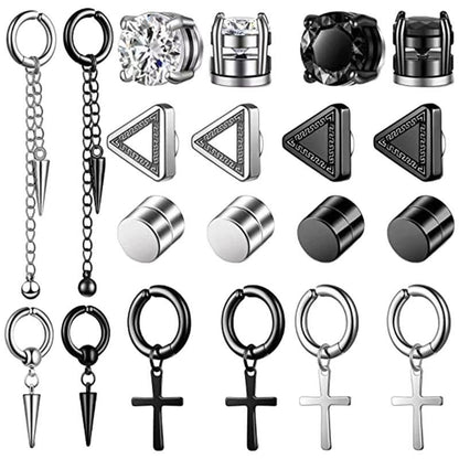 Magnetic Non Pierced Earrings Stainless Steel Geometric Design