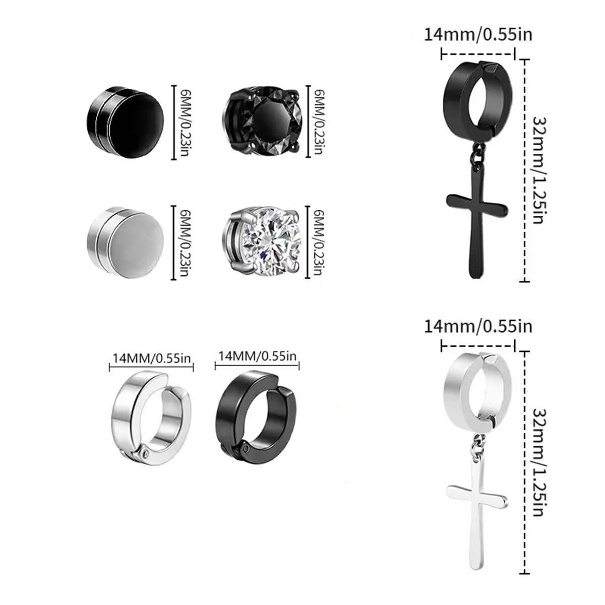 Magnetic Non Pierced Earrings Stainless Steel Geometric Design